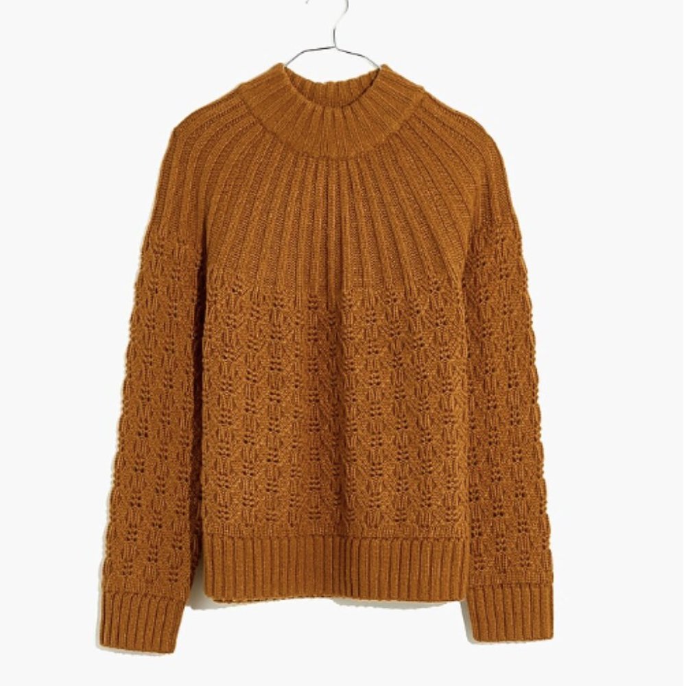 NWOT! Madewell Pointelle Stitch-Mix Mockneck Sweater